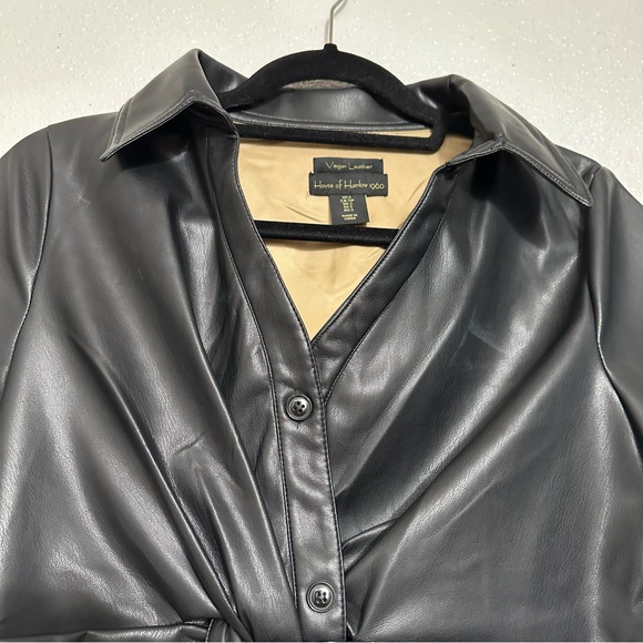 House of Harlow Black Vegan Leather Top - Size S - Picture 10 of 13